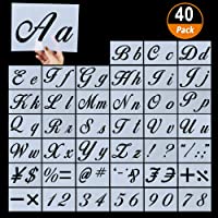 40 Piezas de Plantillas de Alfabeto- números y símbolos de Typewriter Mayúsculas- Plantillas de artesanía de plástico…
